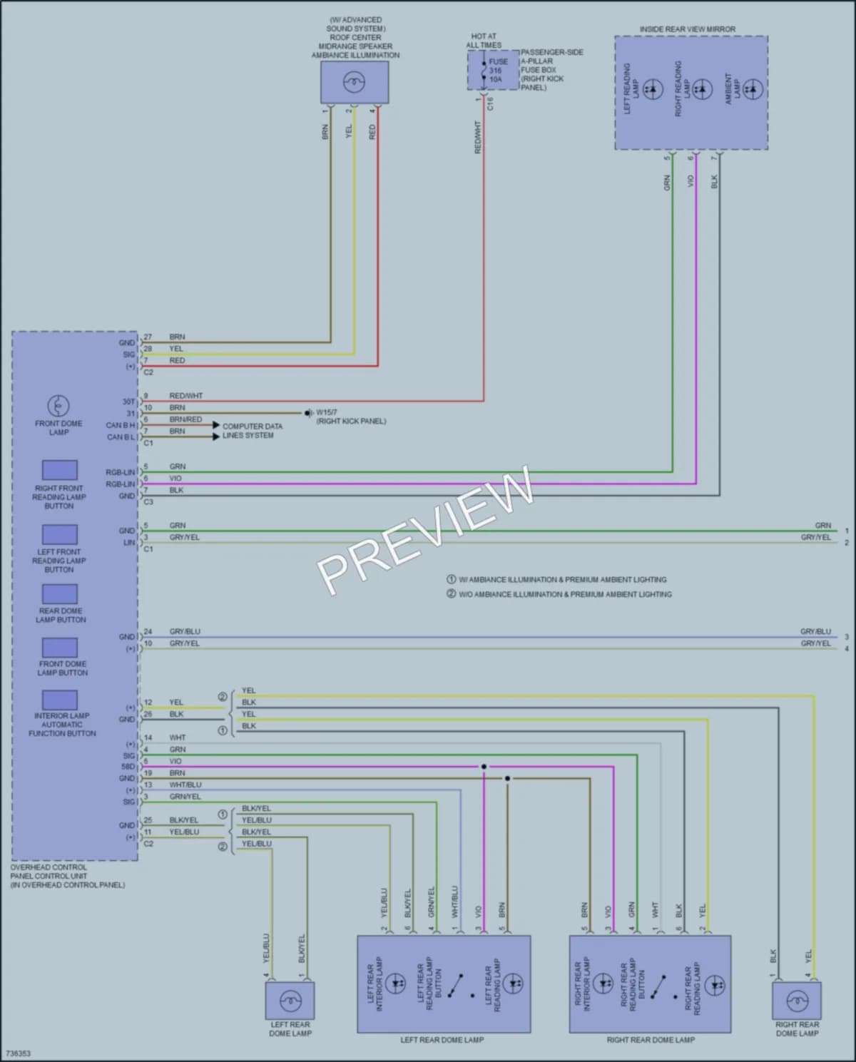 2020 MercedesBenz E350 Interior Lights wiring diagram preview