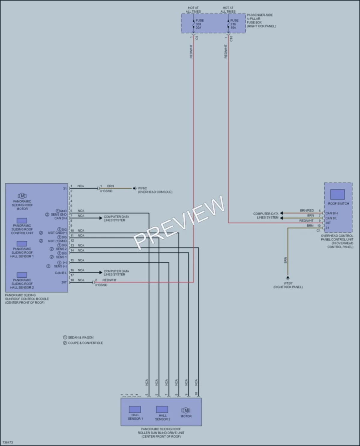 2020 MercedesBenz E350 Power Top Sunroof wiring diagram preview