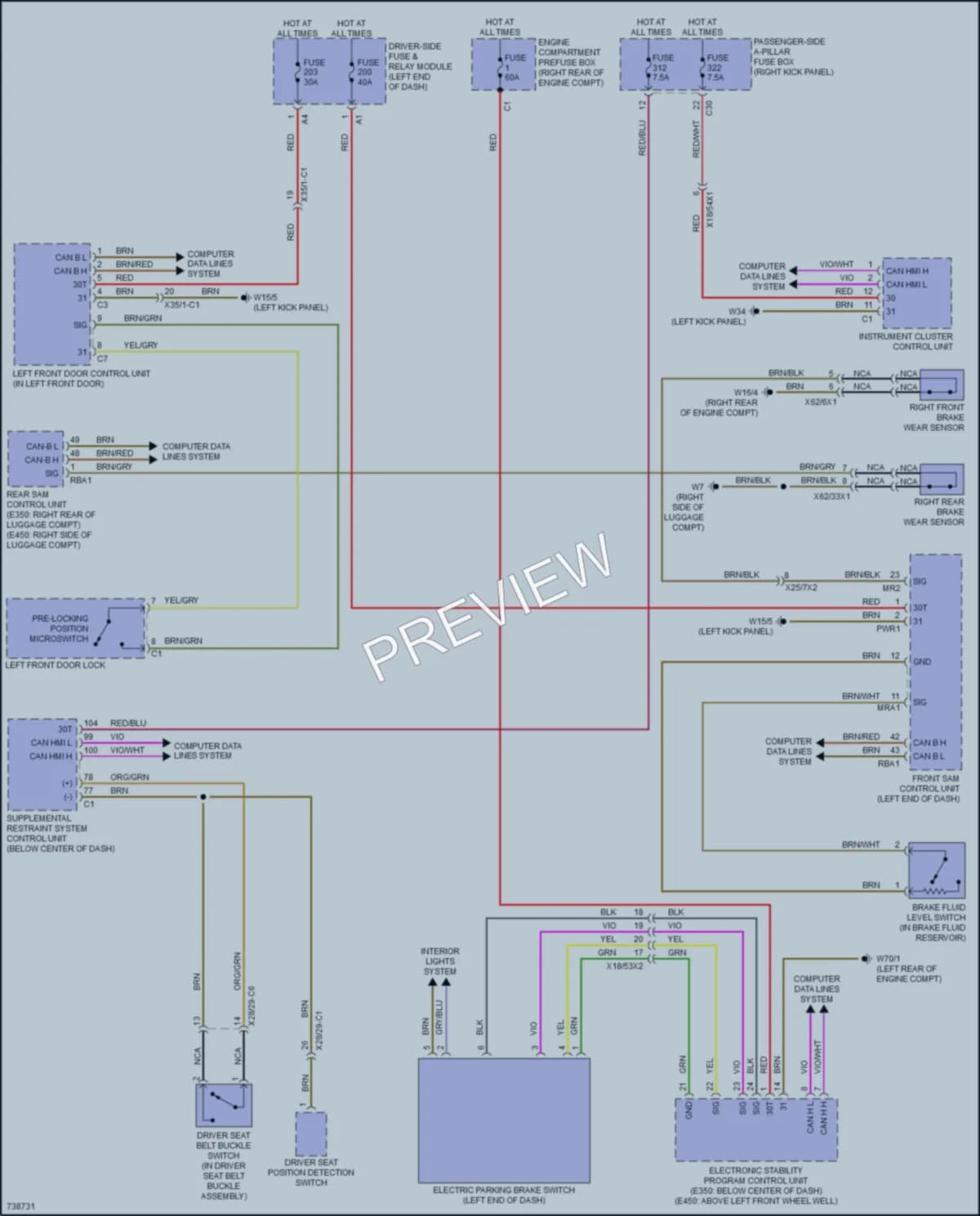 2020 MercedesBenz E350 Warning Systems wiring diagram preview