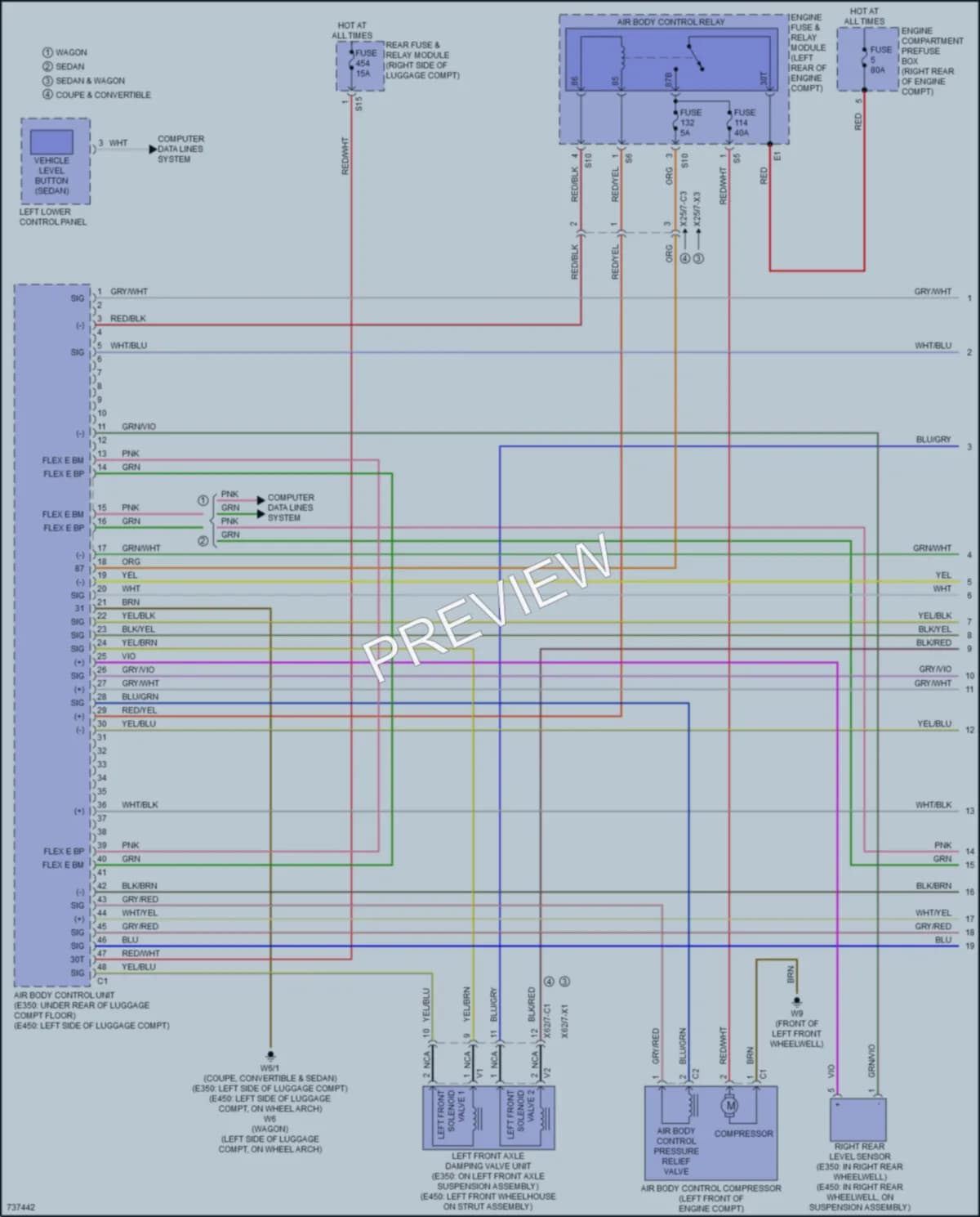 2020 MercedesBenz E450 Electronic Suspension wiring diagram preview