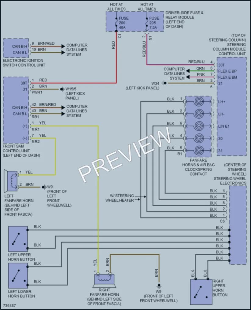 2020 MercedesBenz E450 Horn wiring diagram preview