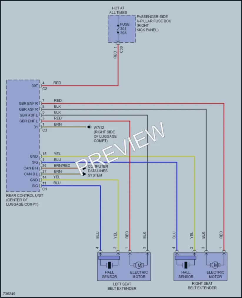 2020 MercedesBenz E450 Passive Restraints wiring diagram preview
