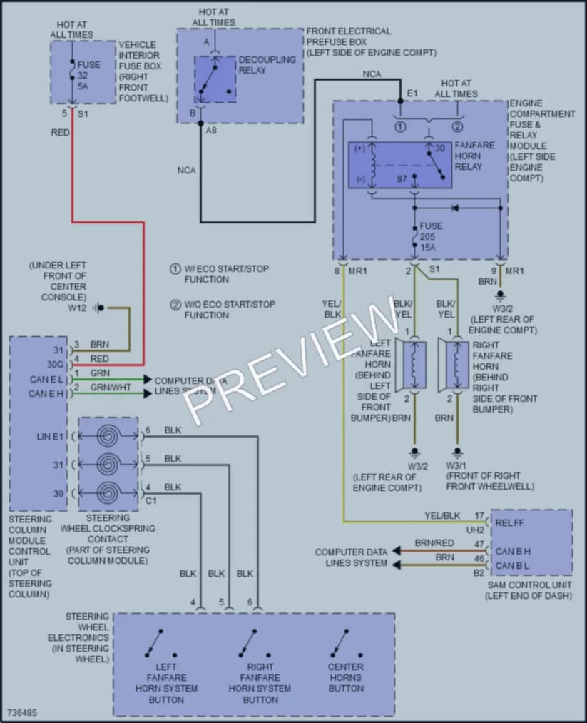 2020 MercedesBenz GLA250 Horn wiring diagram preview