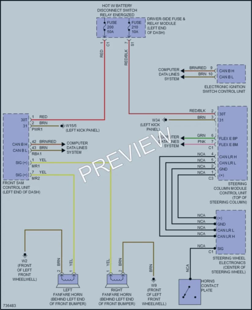 2020 MercedesBenz GLC300Coupe Horn wiring diagram preview