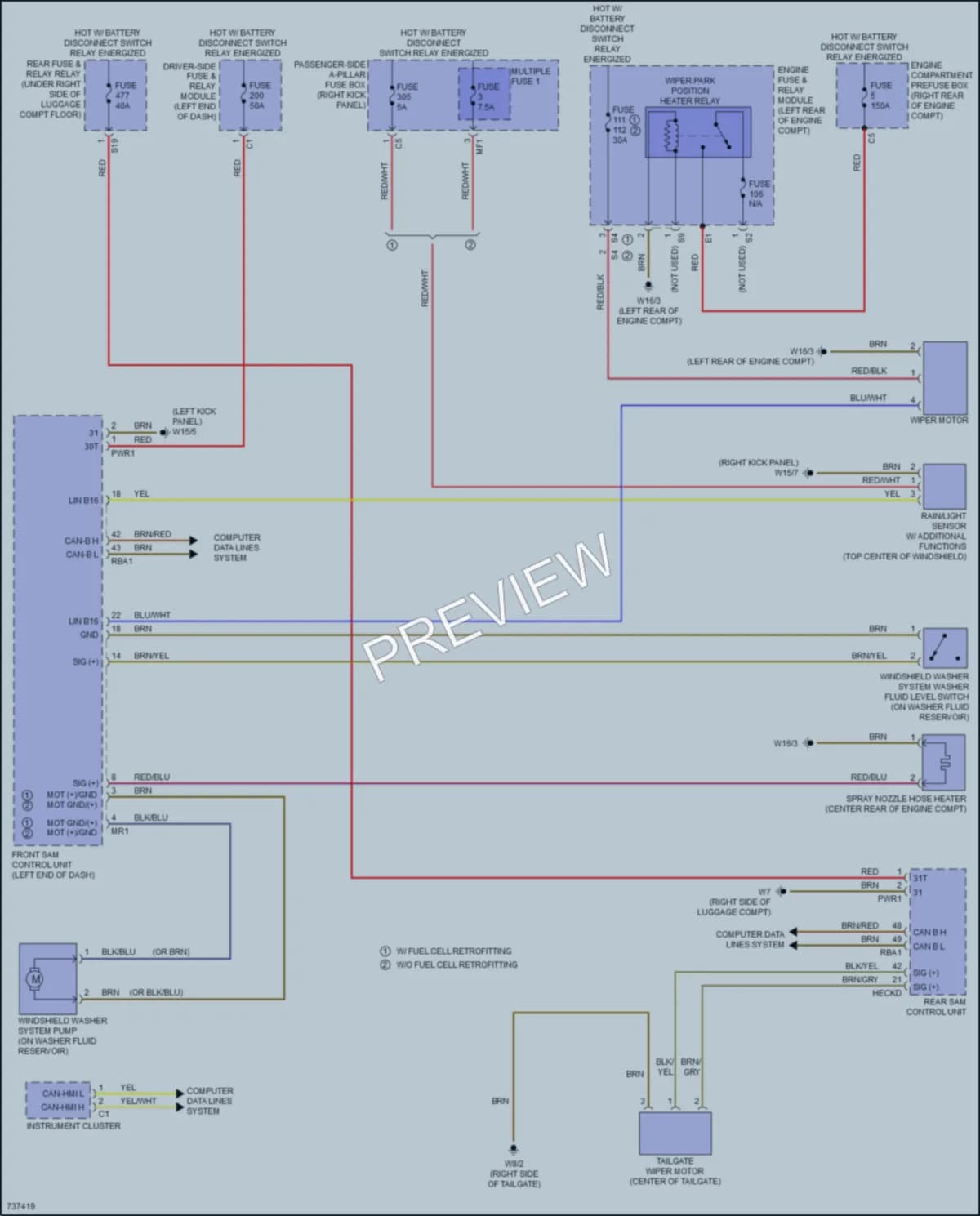 2020 MercedesBenz GLC350e Wiper Washer wiring diagram preview