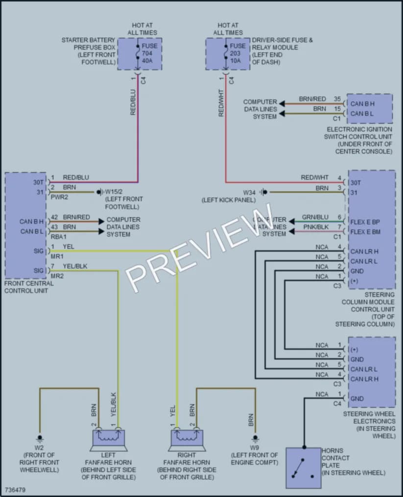 2020 MercedesBenz GLS450 Horn wiring diagram preview