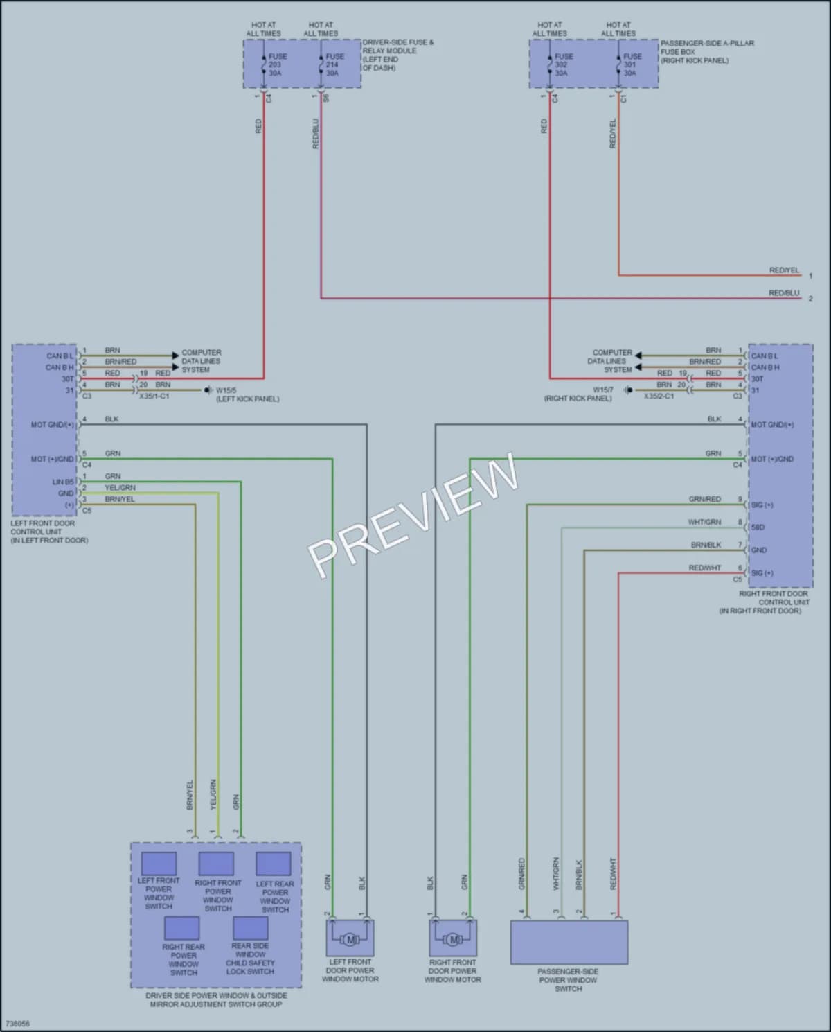 2020 MercedesBenz S450 Power Windows wiring diagram preview