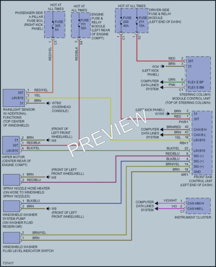2020 MercedesBenz S450 Wiper Washer wiring diagram preview