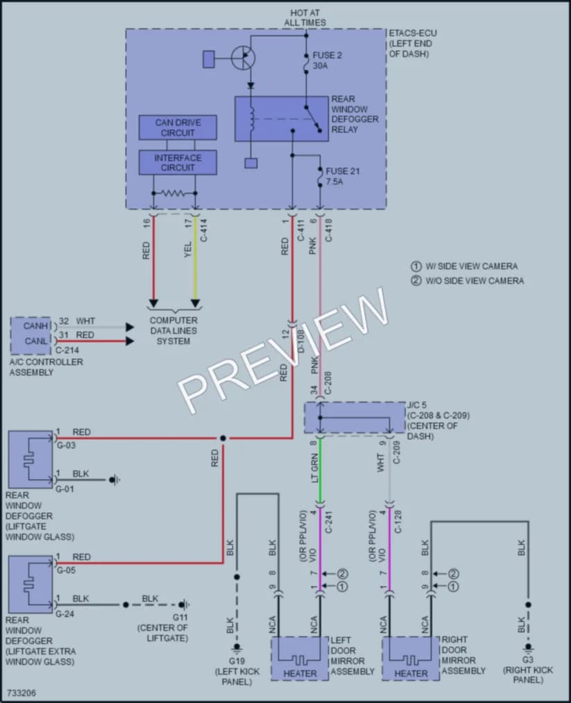 2020 Mitsubishi EclipseCross Defoggers wiring diagram preview