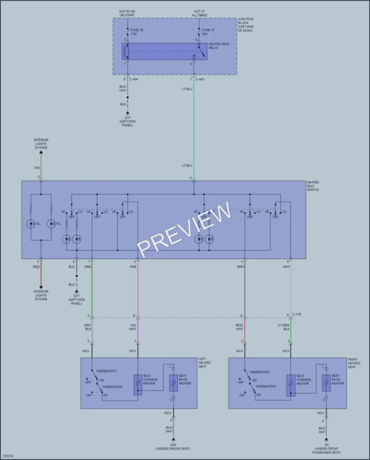 2020 Mitsubishi Mirage Power Seats wiring diagram preview