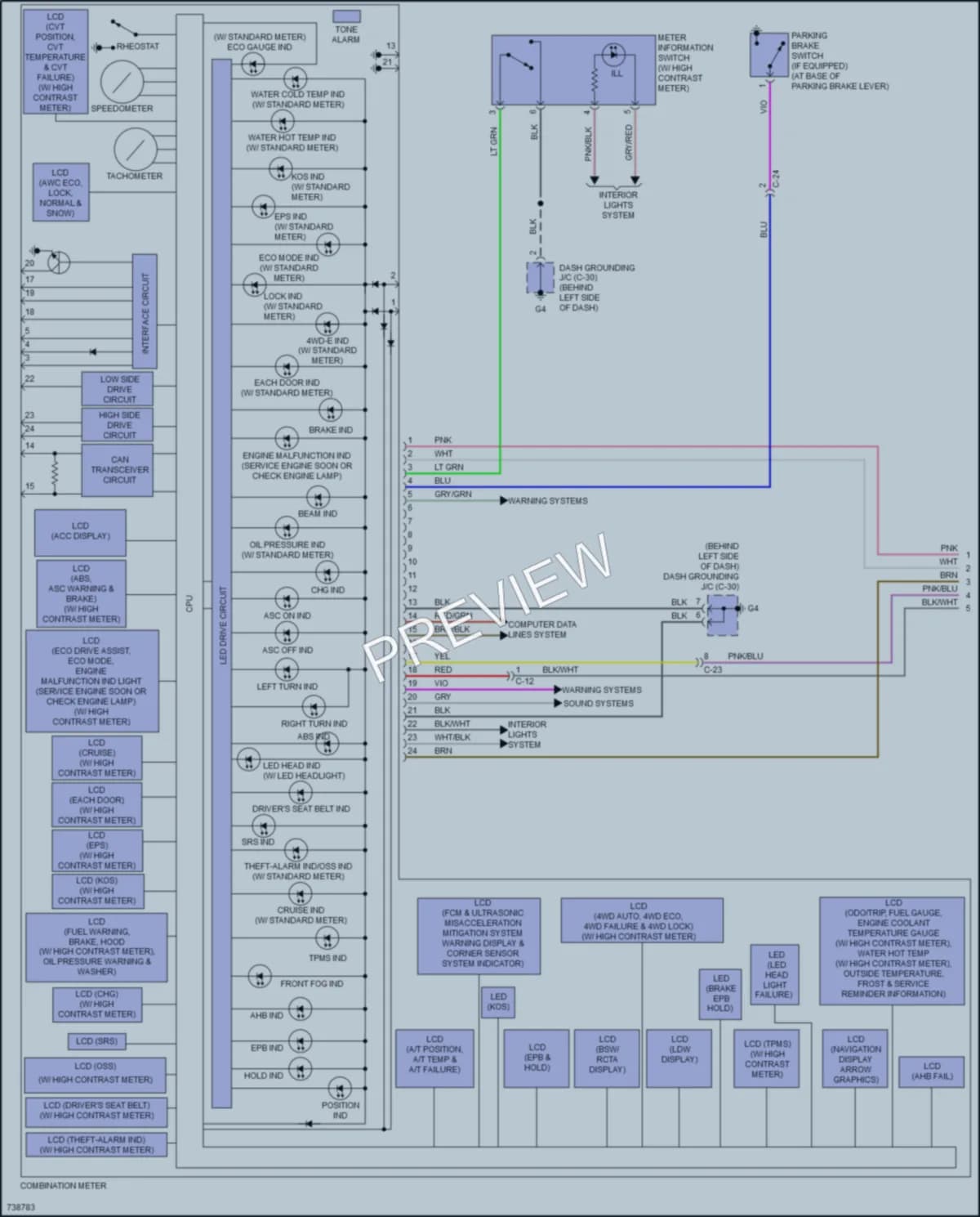 2020 Mitsubishi Outlander Instrument Cluster wiring diagram preview