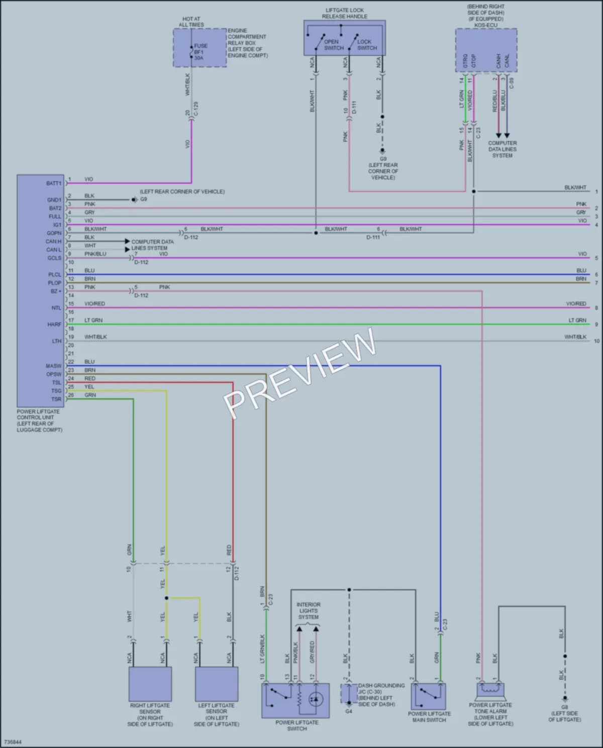 2020 Mitsubishi Outlander Trunk Tailgate Fuel Door wiring diagram preview