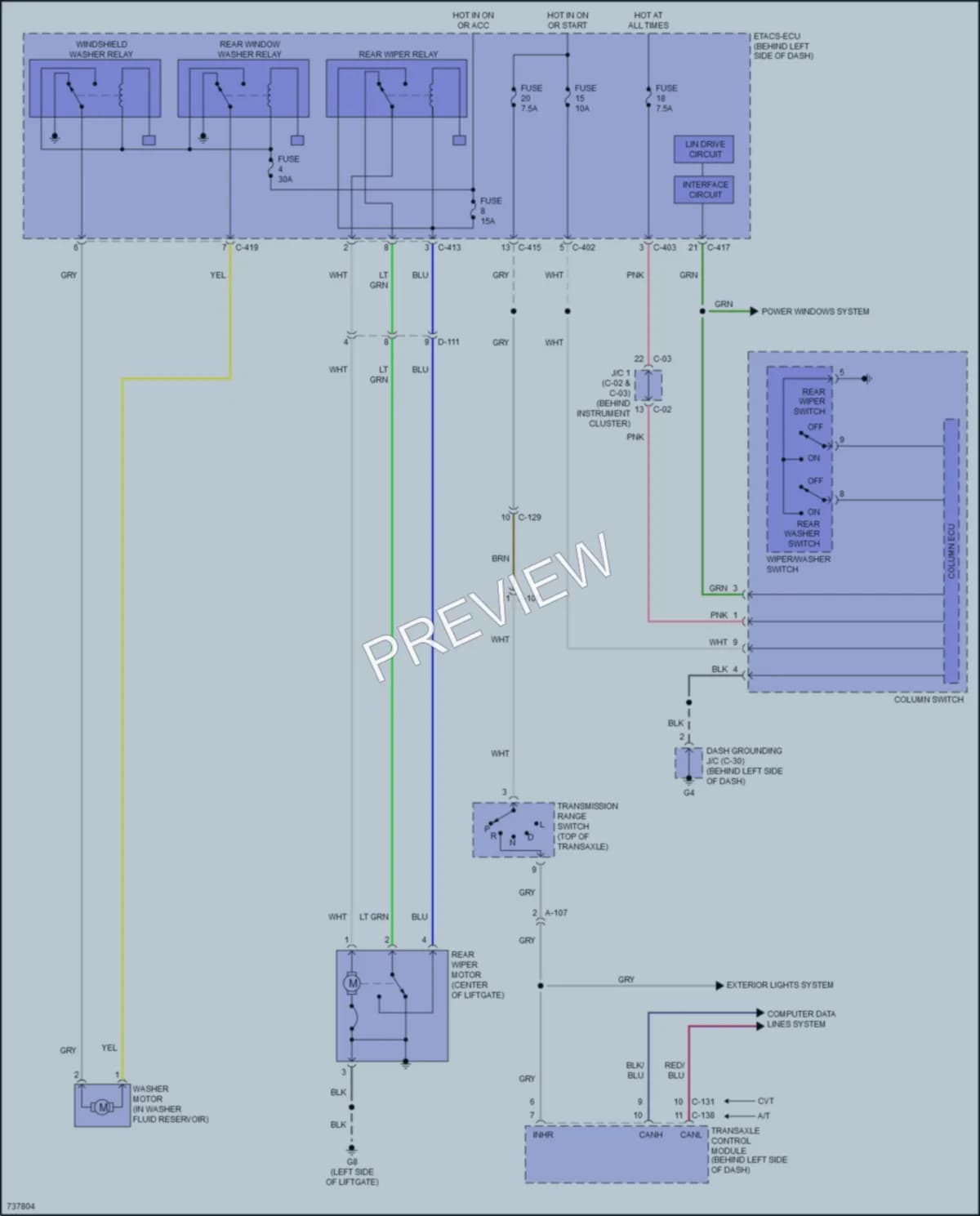 2020 Mitsubishi Outlander Wiper Washer wiring diagram preview