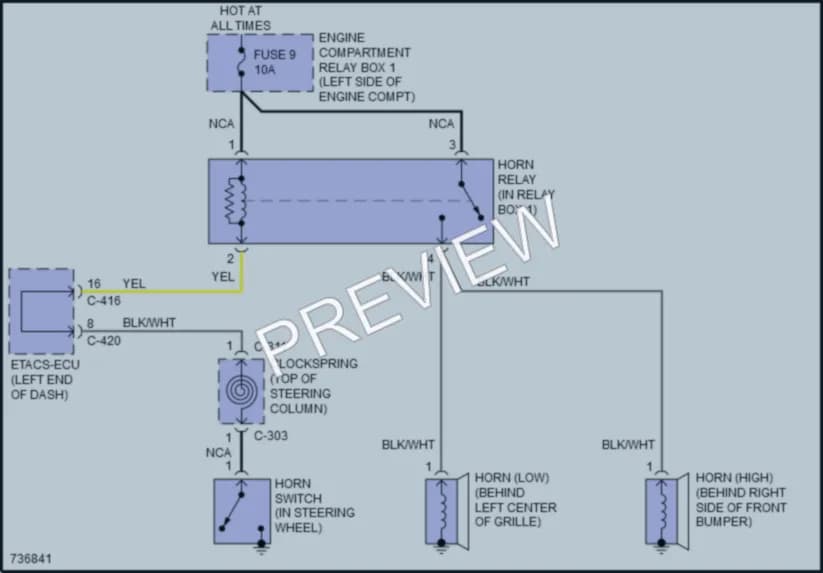 2020 Mitsubishi OutlanderPHEV Horn wiring diagram preview