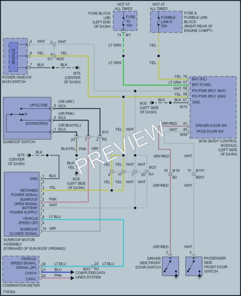 2020 Nissan Armada Power Top Sunroof wiring diagram preview