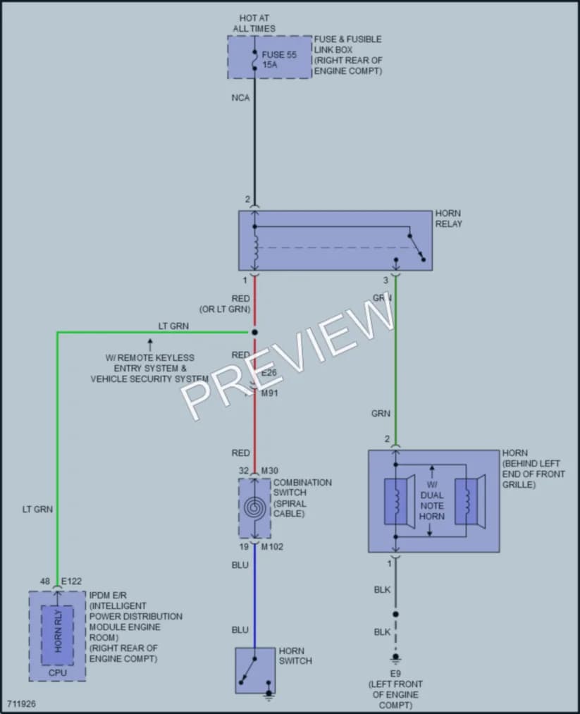 2020 Nissan Frontier Horn wiring diagram preview