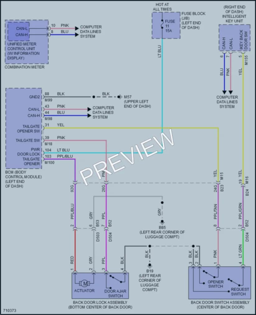 2020 Nissan Kicks Trunk Tailgate Fuel Door wiring diagram preview