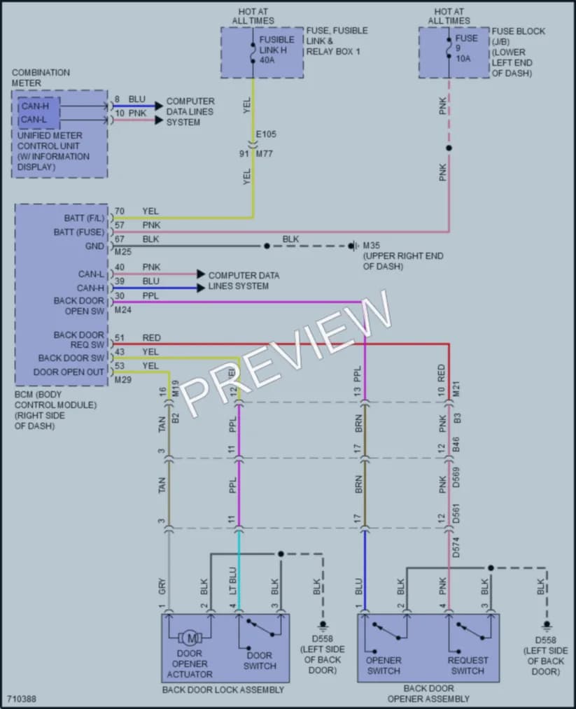 2020 Nissan LEAF Trunk Tailgate Fuel Door wiring diagram preview