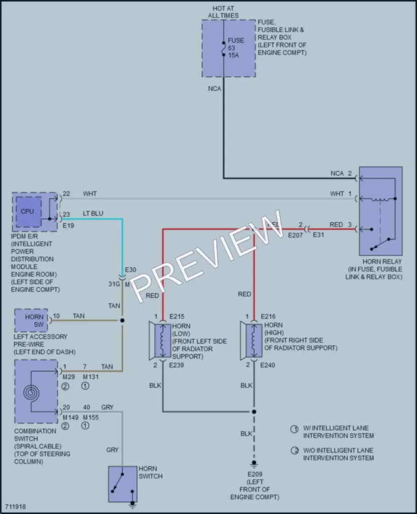 2020 Nissan Maxima Horn wiring diagram preview