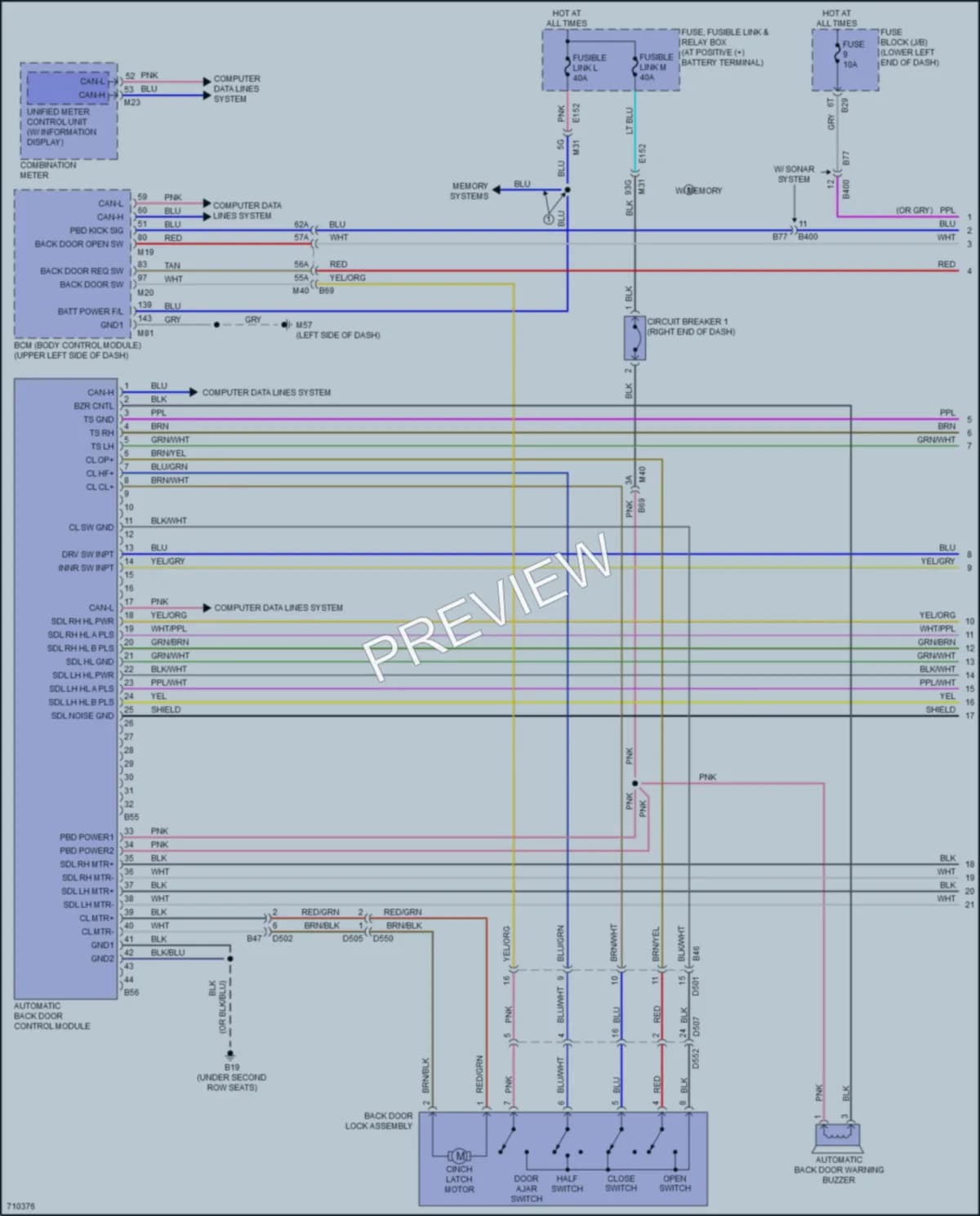2020 Nissan Murano Trunk Tailgate Fuel Door wiring diagram preview