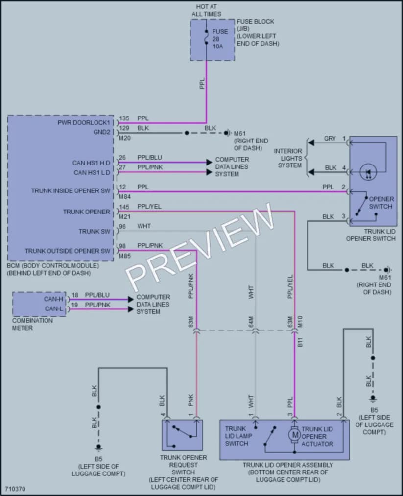 2020 Nissan Sentra Trunk Tailgate Fuel Door wiring diagram preview