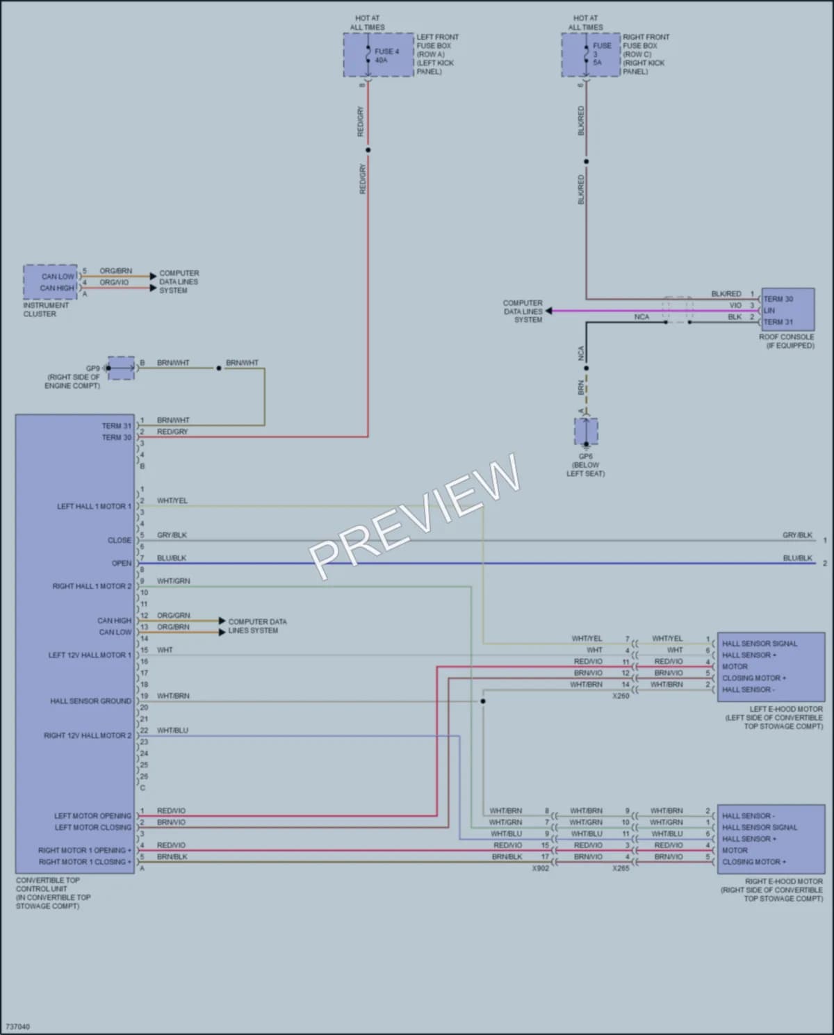 2020 Porsche 718Boxster Power Top Sunroof wiring diagram preview