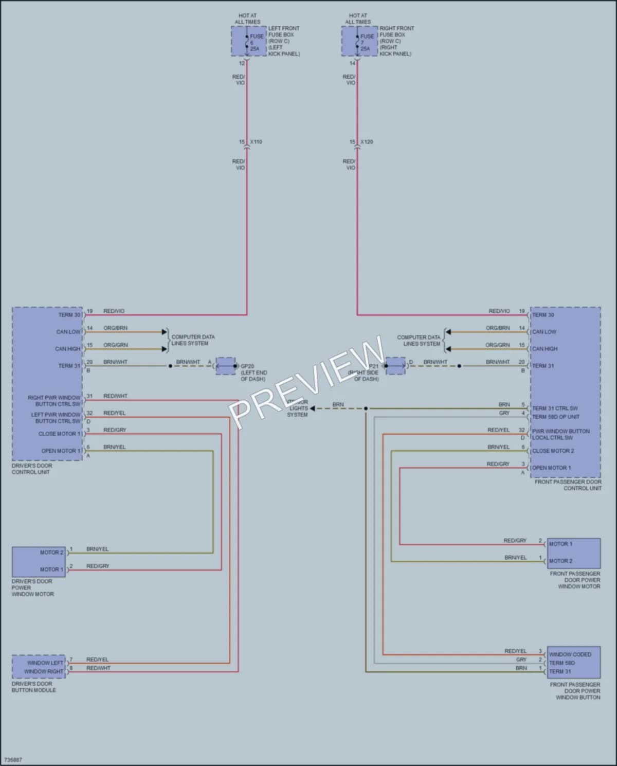 2020 Porsche 718Cayman Power Windows wiring diagram preview