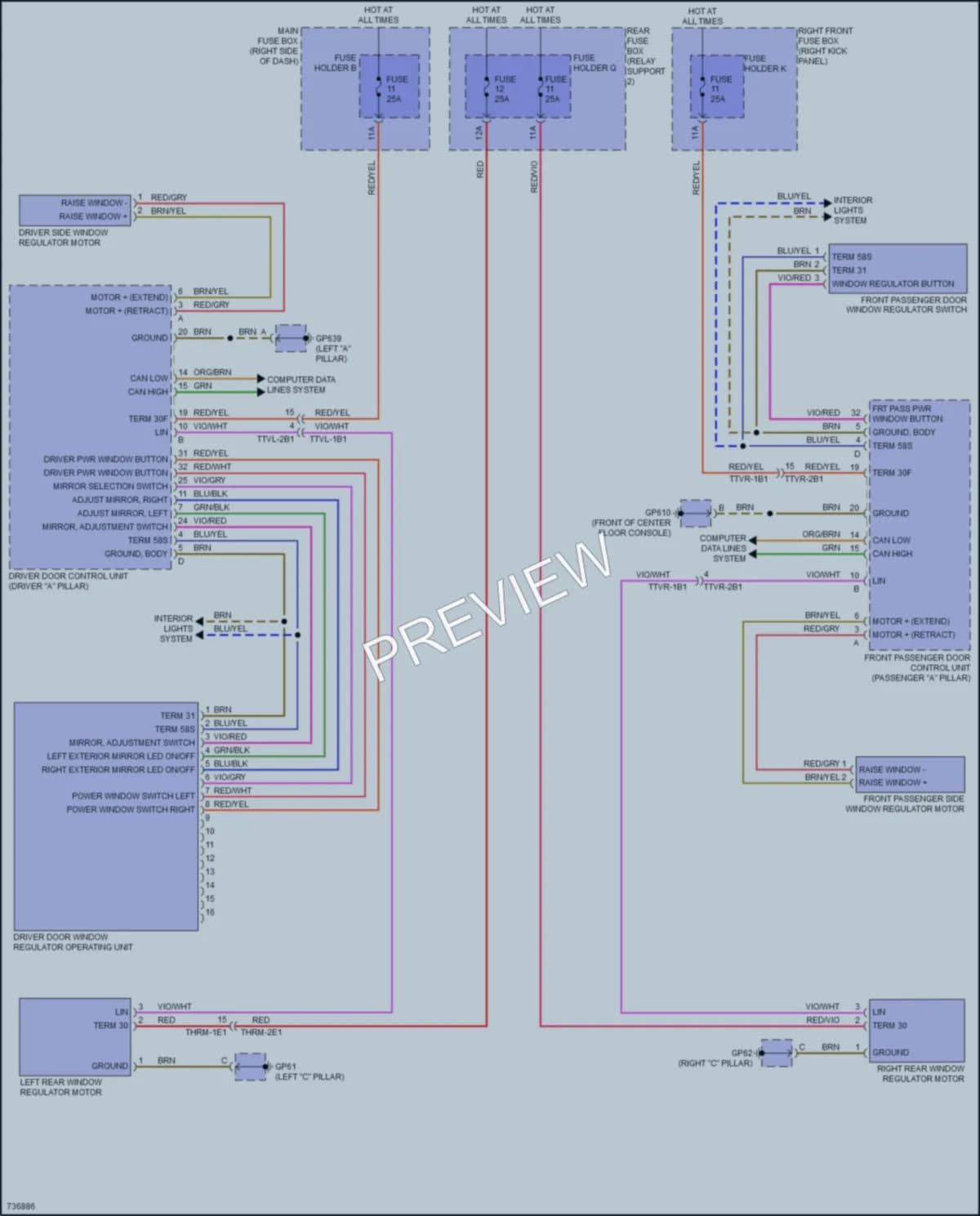 2020 Porsche 911 Power Windows wiring diagram preview