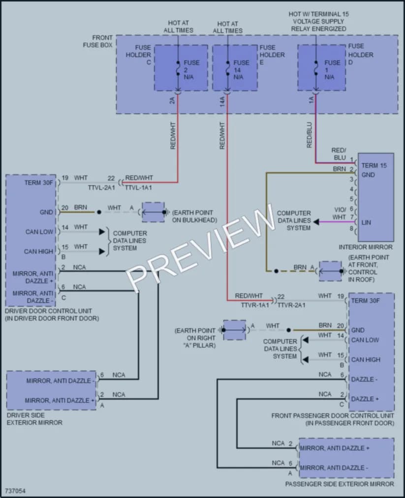2020 Porsche CayenneCoupe Power Mirrors wiring diagram preview