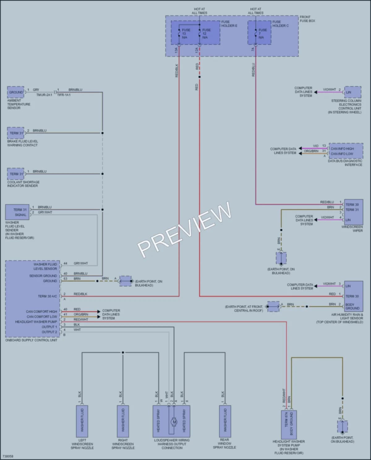 2020 Porsche CayenneCoupe Wiper Washer wiring diagram preview