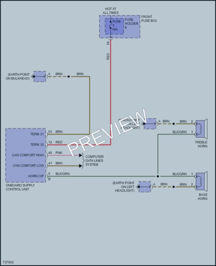 2020 Porsche CayenneCoupeHybrid Horn wiring diagram preview