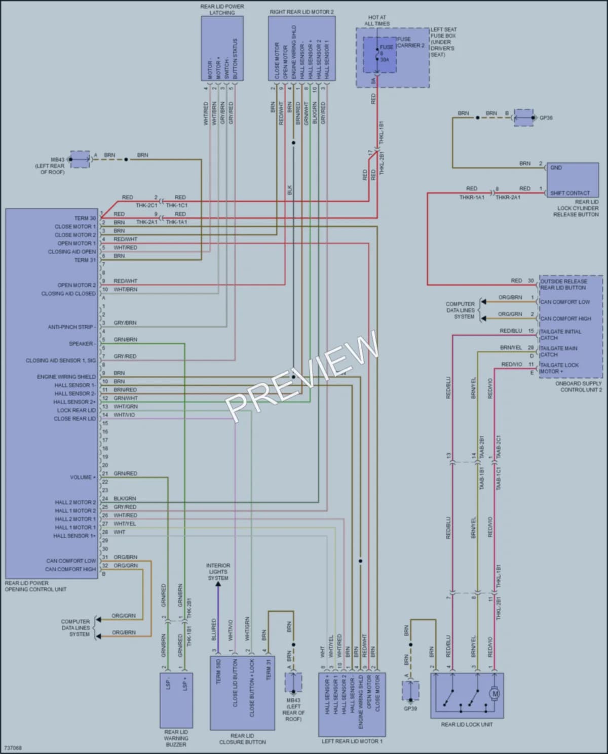 2020 Porsche Panamera Trunk Tailgate Fuel Door wiring diagram preview