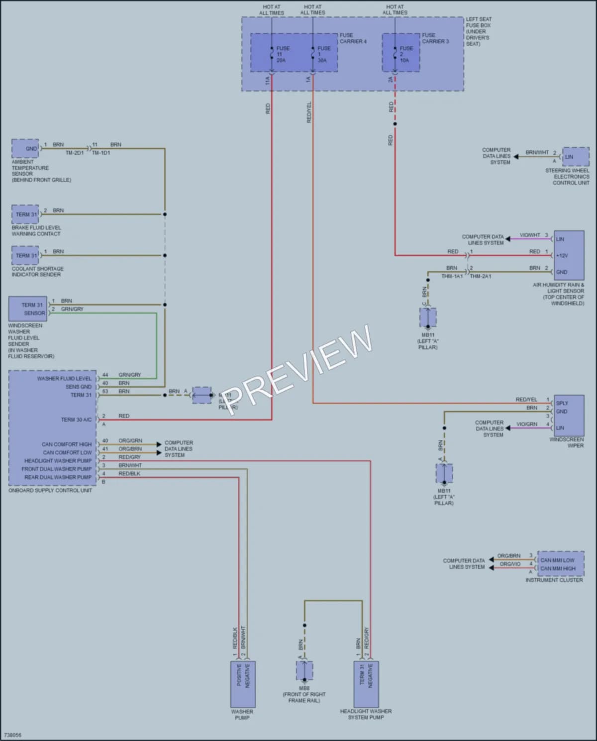 2020 Porsche Panamera Wiper Washer wiring diagram preview