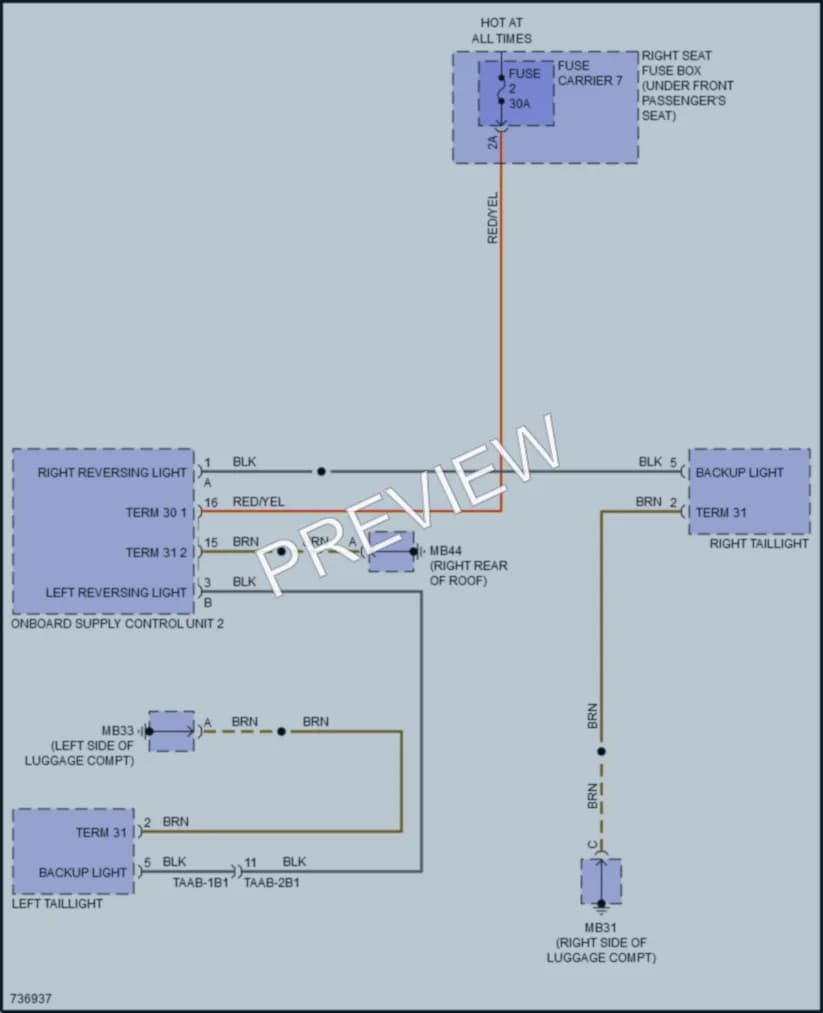 2020 Porsche PanameraHybrid Exterior Lights wiring diagram preview