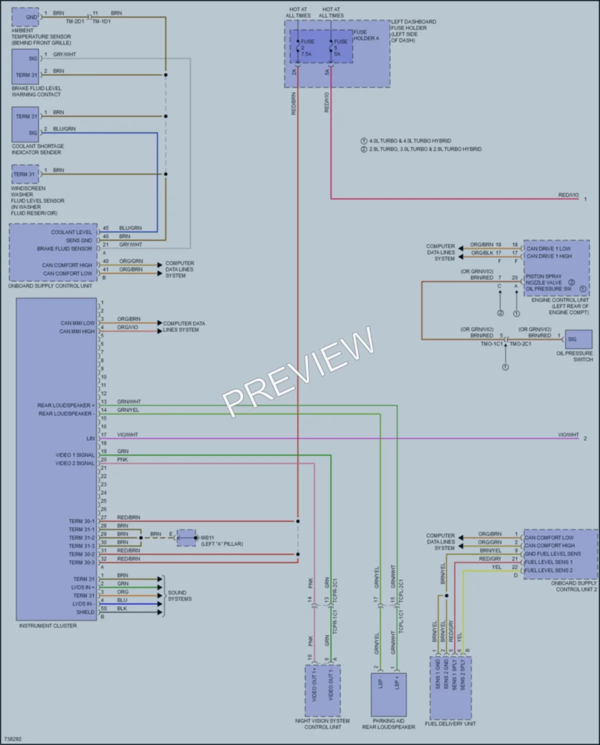 2020 Porsche PanameraHybrid Instrument Cluster wiring diagram preview
