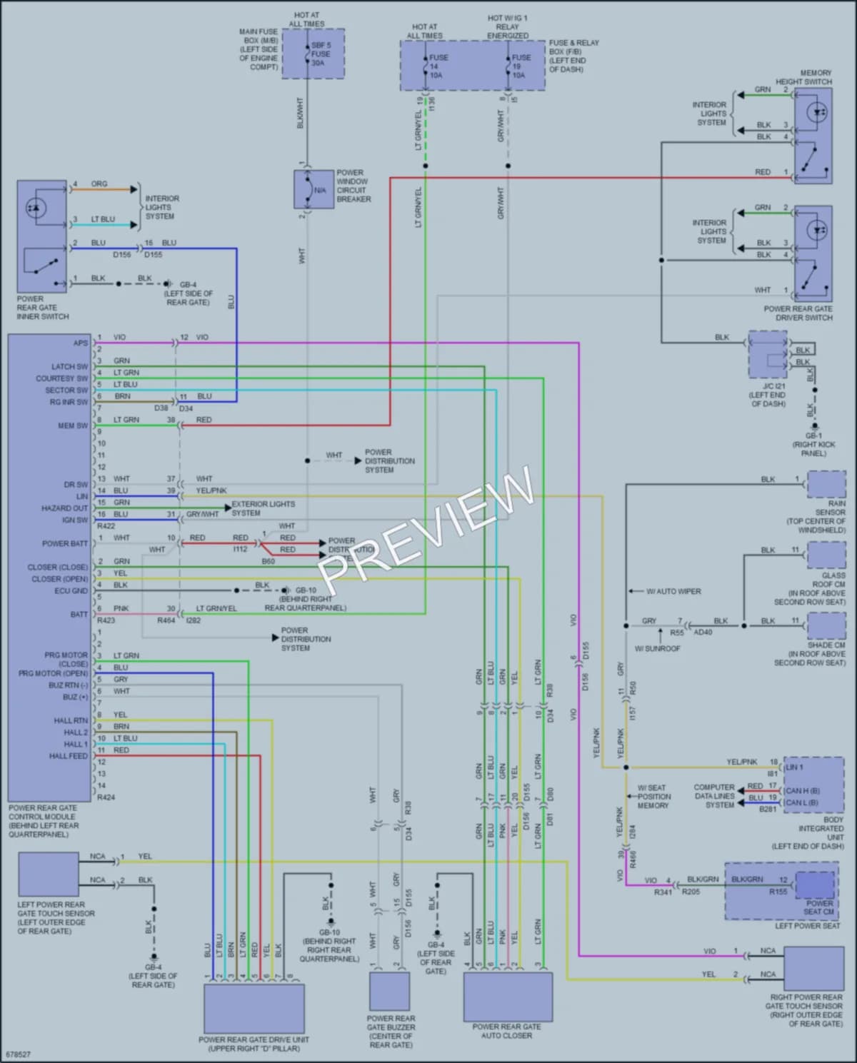 2020 Subaru Ascent Trunk Tailgate Fuel Door wiring diagram preview