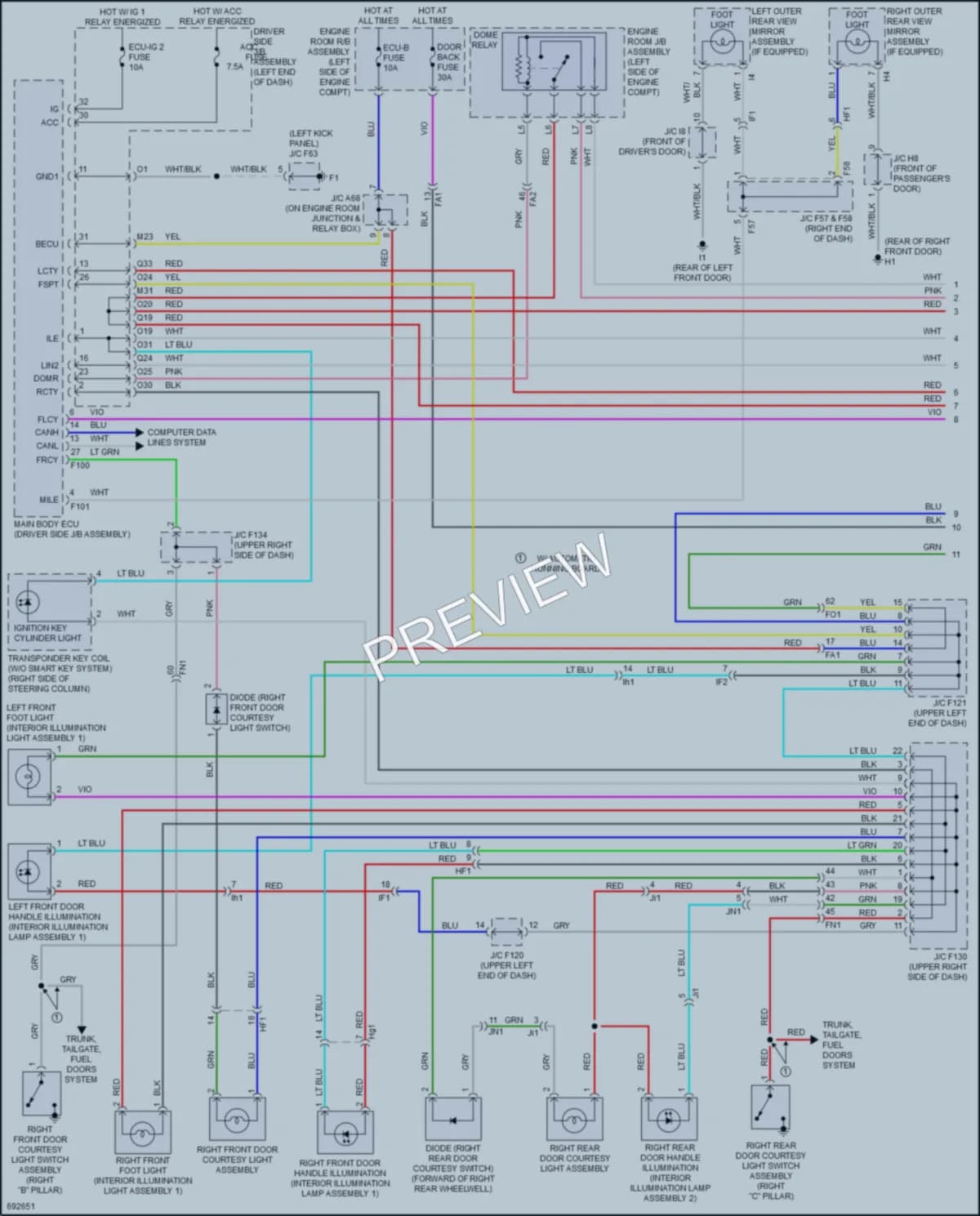 2020 Toyota 4Runner Interior Lights wiring diagram preview