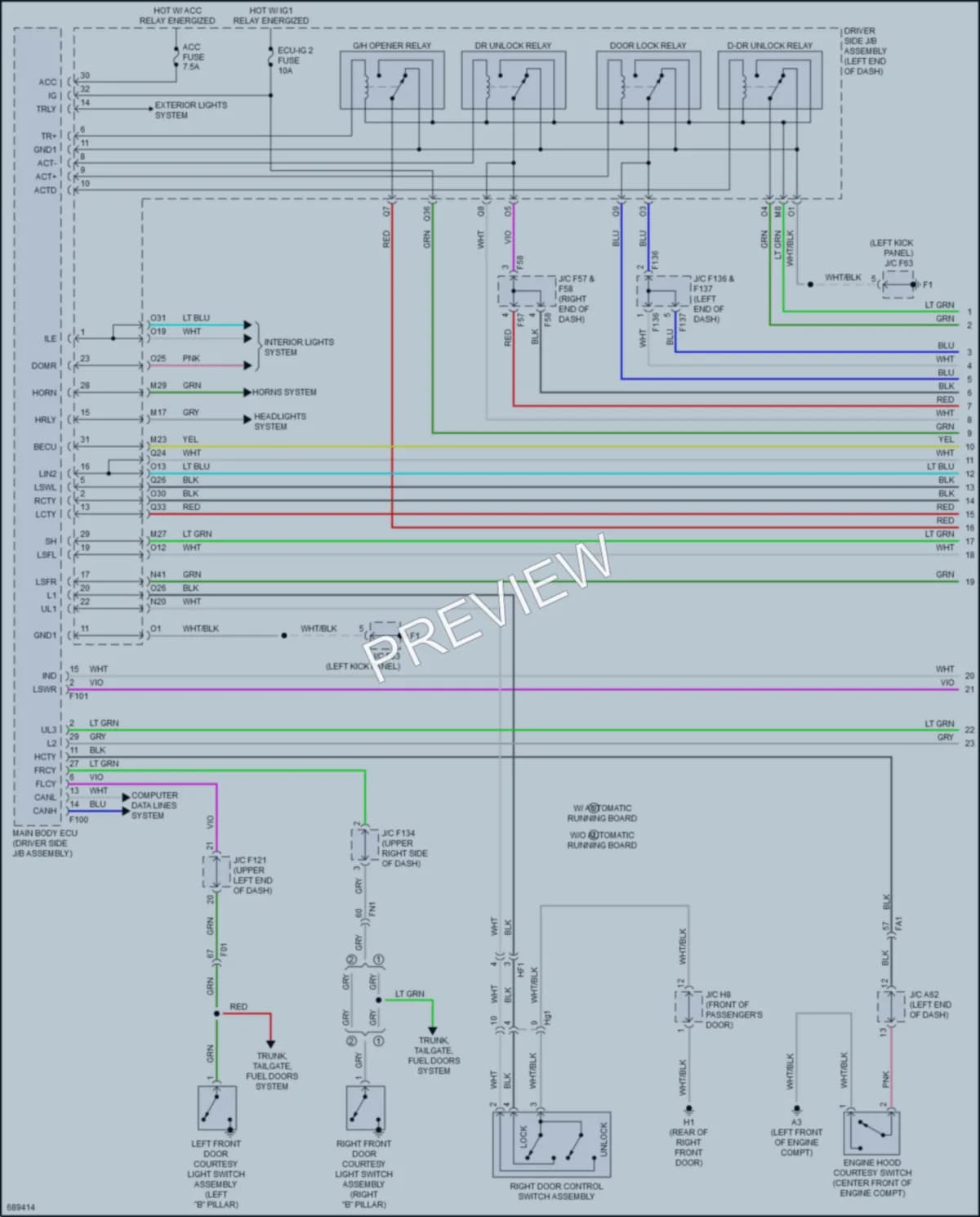 2020 Toyota 4Runner Power Door Locks wiring diagram preview