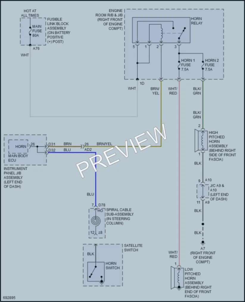 2020 Toyota 86 Horn wiring diagram preview