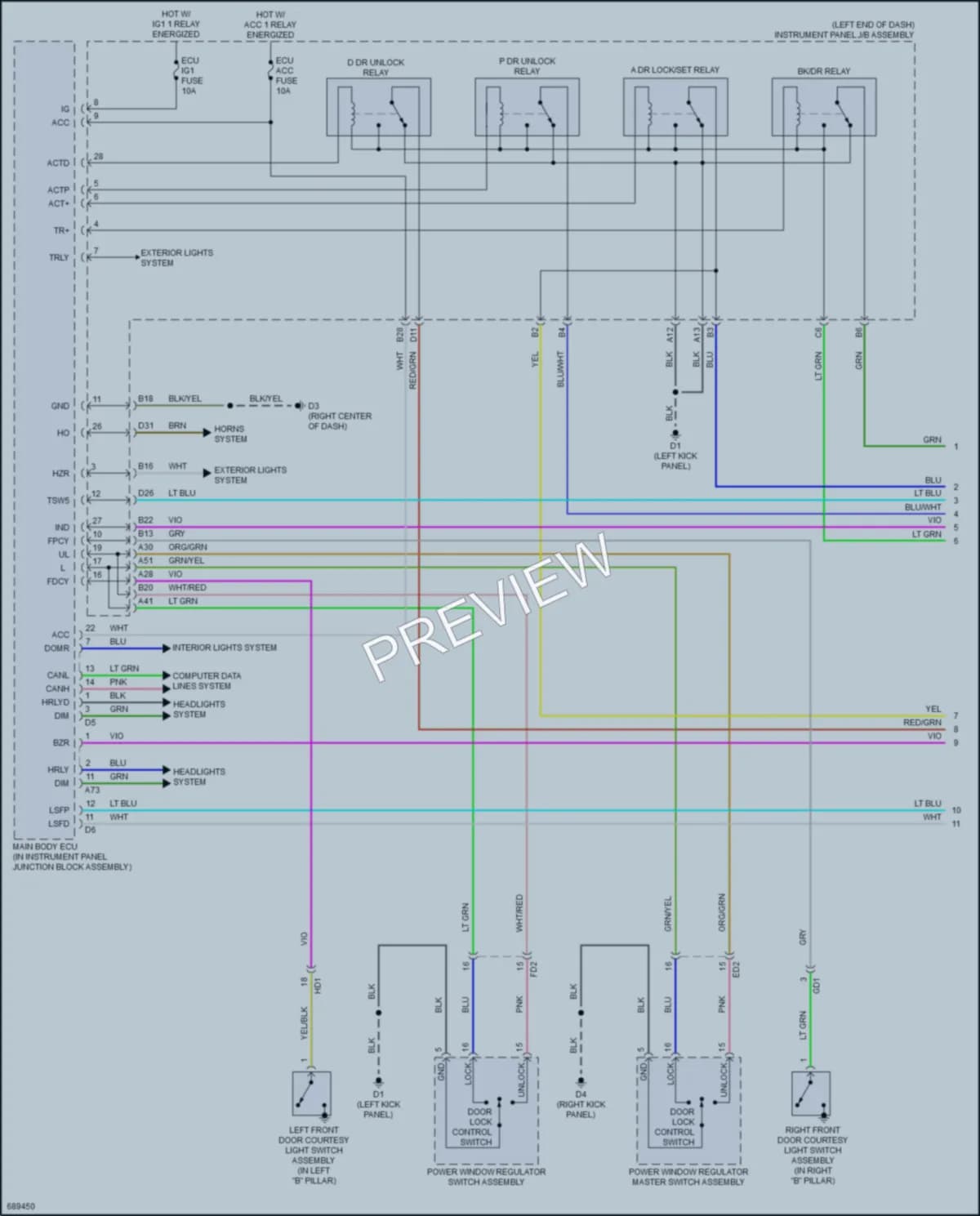 2020 Toyota 86 Power Door Locks wiring diagram preview