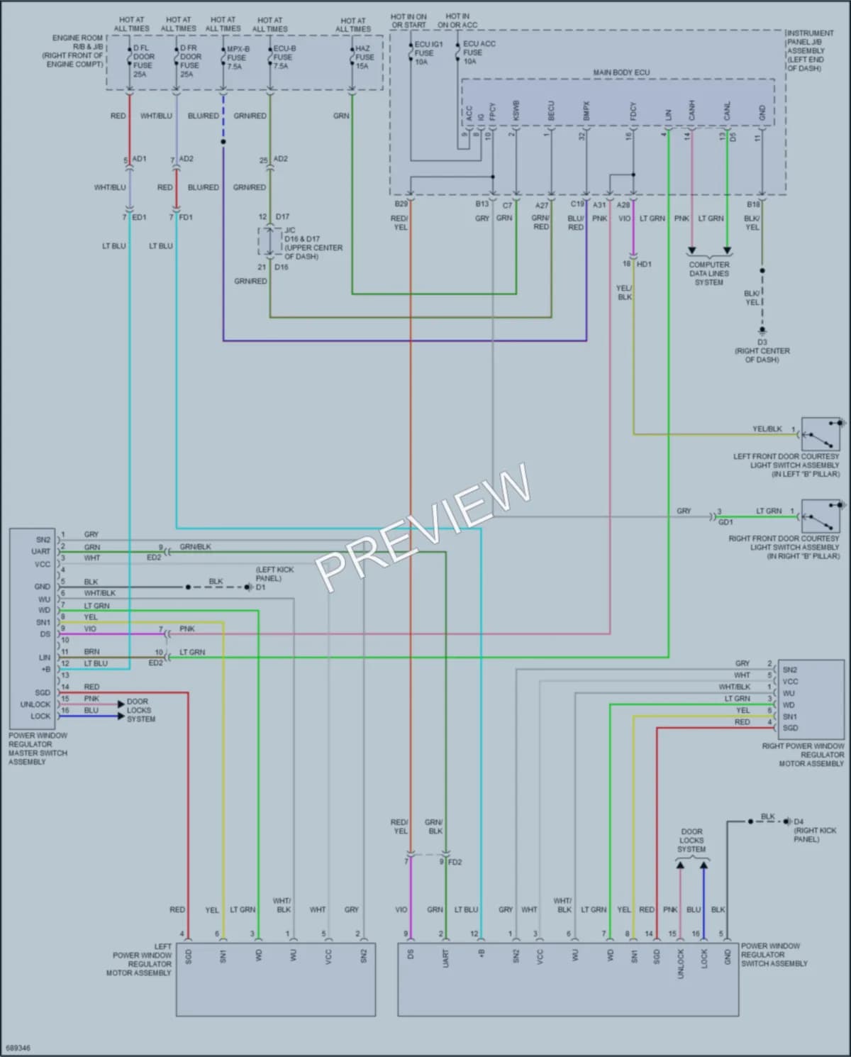 2020 Toyota 86 Power Windows wiring diagram preview