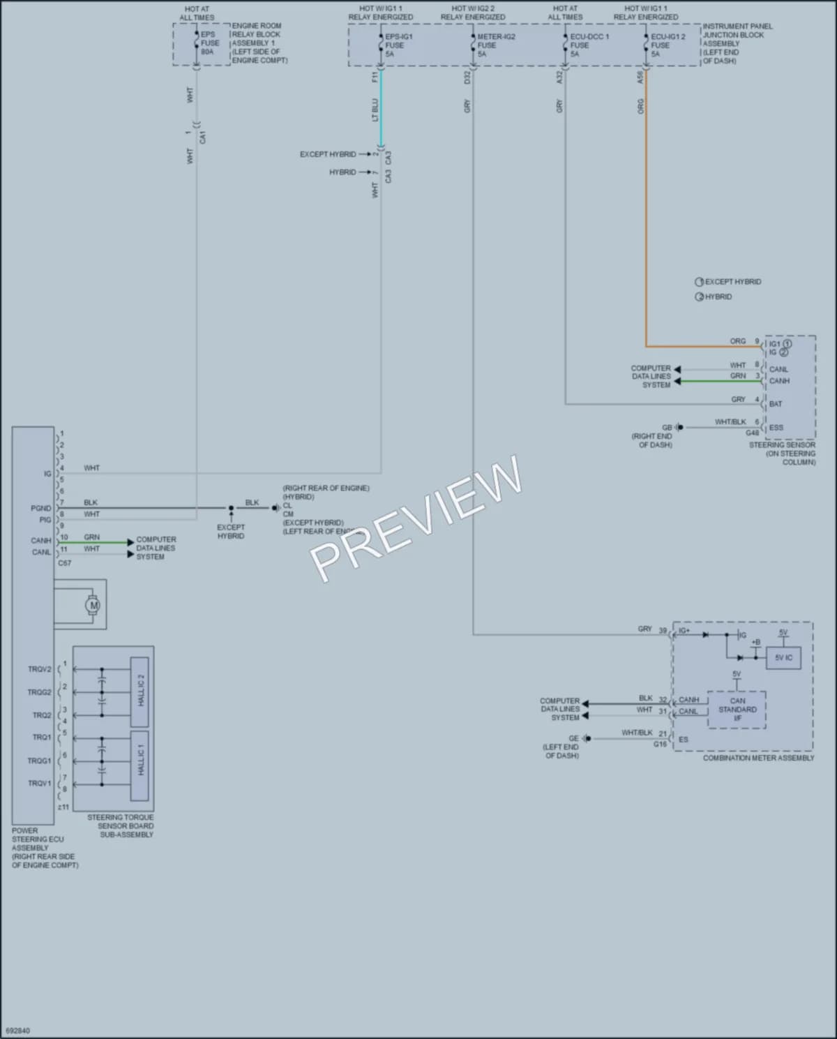 2020 Toyota Avalon Electronic Power Steering wiring diagram preview