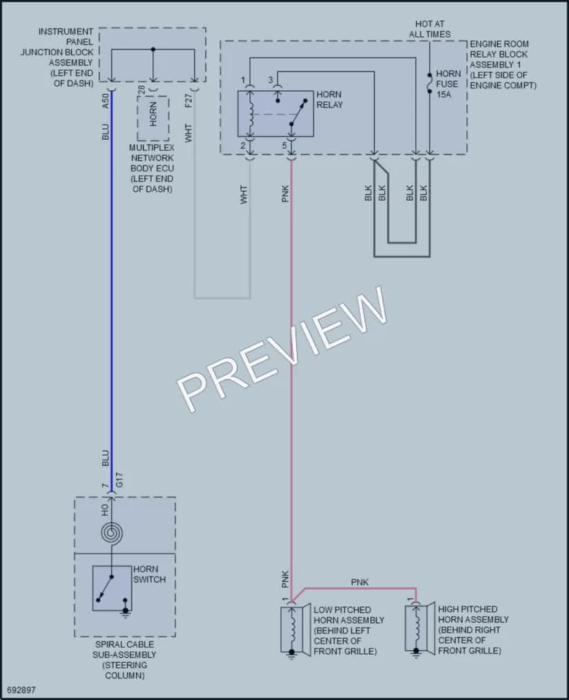 2020 Toyota Avalon Horn wiring diagram preview