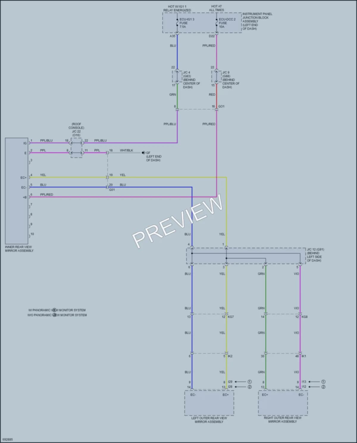 2020 Toyota Avalon Power Mirrors wiring diagram preview