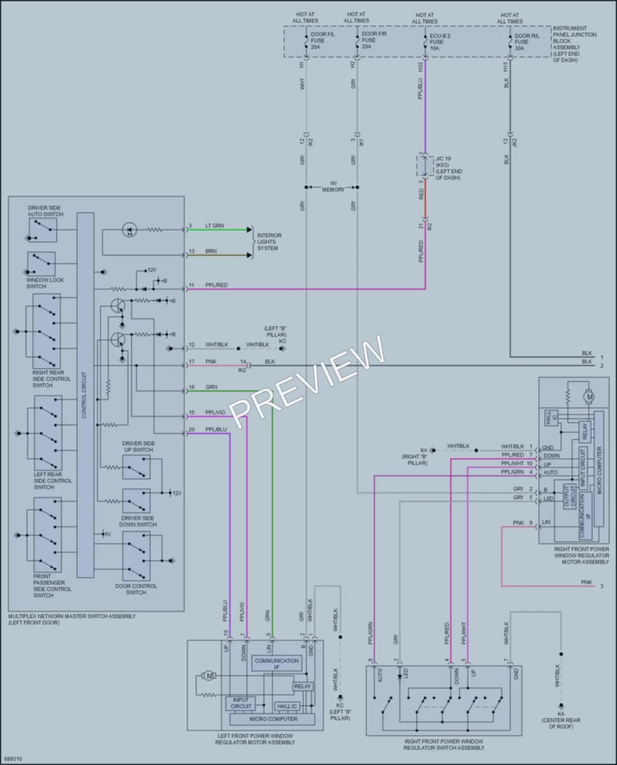 2020 Toyota Avalon Power Windows wiring diagram preview