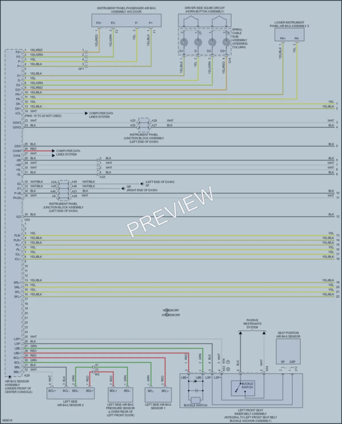 2020 Toyota Avalon Supplemental Restraints wiring diagram preview
