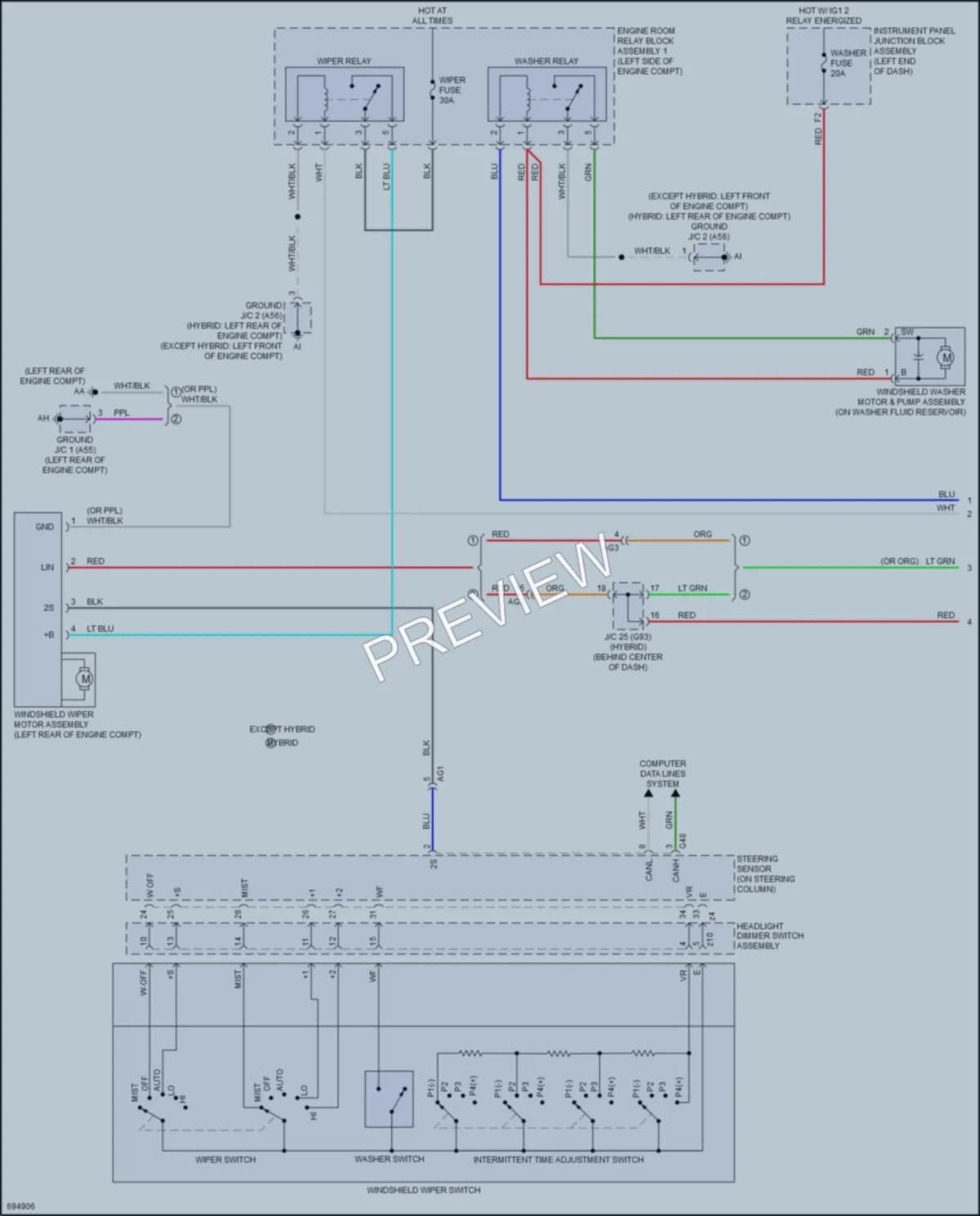 2020 Toyota Avalon Wiper Washer wiring diagram preview