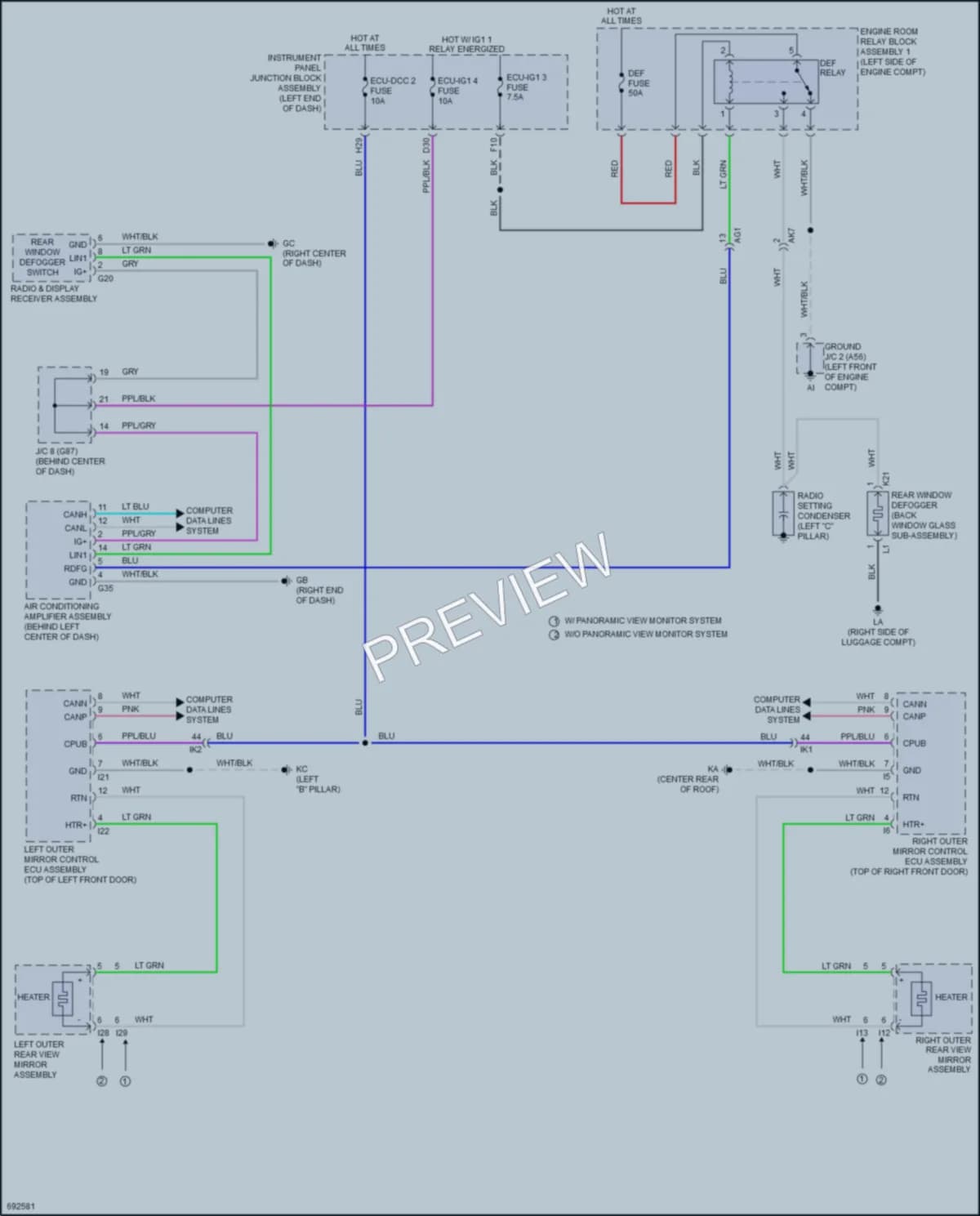 2020 Toyota AvalonHybrid Defoggers wiring diagram preview