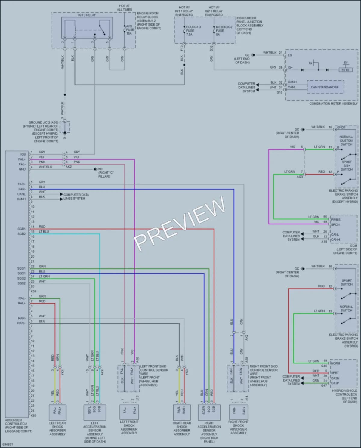 2020 Toyota AvalonHybrid Electronic Suspension wiring diagram preview