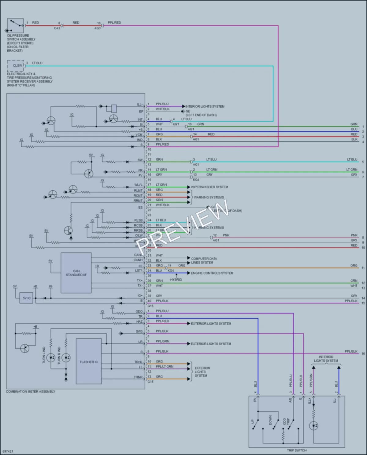 2020 Toyota AvalonHybrid Instrument Cluster wiring diagram preview